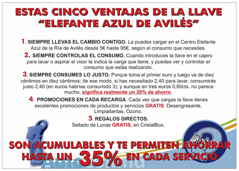 Ventajas de utilizar la Llave del Elefante Azul de Avilés para aspirar y lavar el coche.
